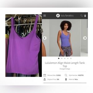 Lululemon Athletica Charged Indigo Tank Top